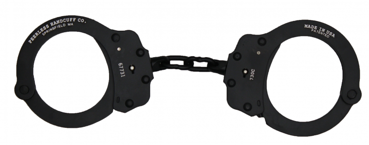 730-C PEERLESS SUPERLITE CHAINLINK HANDCUFF - BLACK CERAMIC FINISH.